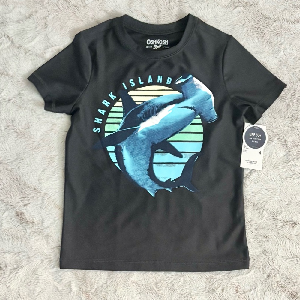 Oshkosh Boys Hammerhead Shark Island Swim Top Sz 4
